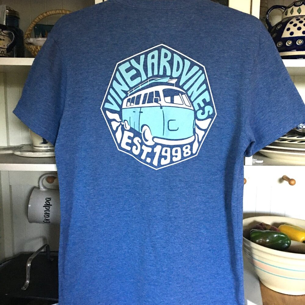 Vineyard Vines Men's/Boys T-shirt Small Short Sleeve Blue VW bus Graphic